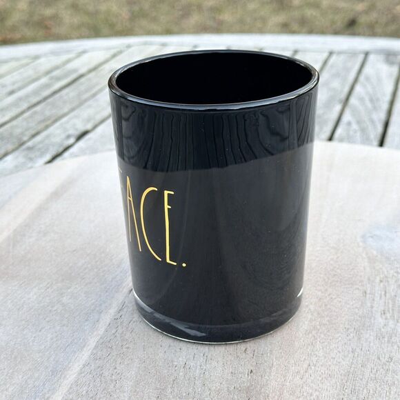 RAE DUNN New FACE Cosmetic Storage Cup Black Glass Brush Holder Accessories - Picture 2 of 8